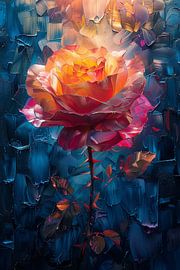 Levendige Abstracte Roos in Dynamische Posterstijl Afbeelding van Poster Art Shop