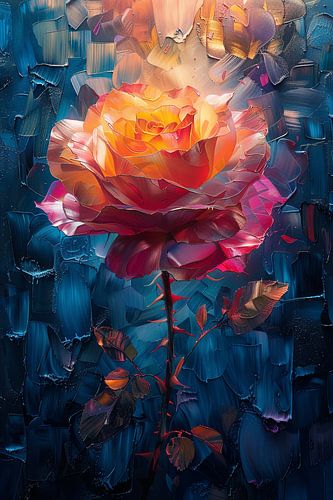 Levendige Abstracte Roos in Dynamische Posterstijl Afbeelding