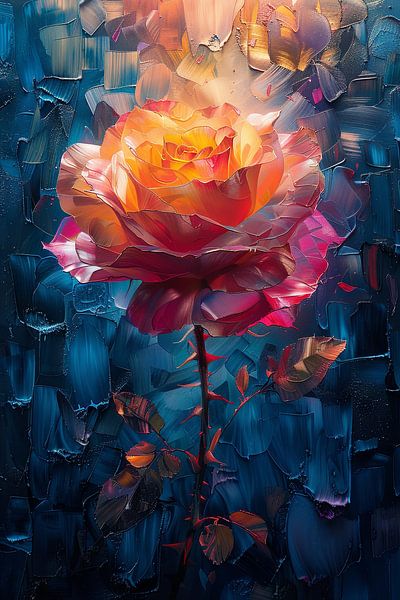 Vibrant Abstract Rose in Dynamic Poster Style Image by Poster Art Shop