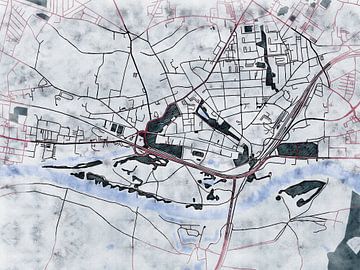 Kaart van Lutherstadt Wittenberg in de stijl 'White Winter' van Maporia