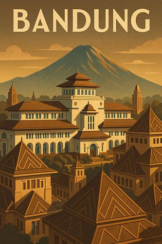 Bandung Vintage Poster – Gedung Sate Architecture & Art Deco Heritage