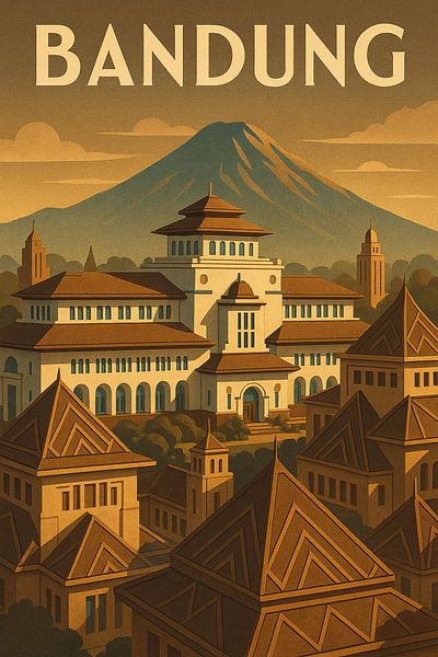 Bandung Vintage Poster – Gedung Sate Architecture &amp; Art Deco Heritage by Travel Shop