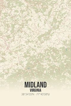 Vintage landkaart van Midland (Virginia), USA. van MijnStadsPoster