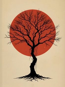 Baum im roten Sonnenlicht