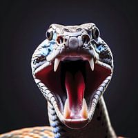 Snake opens its mouth wide