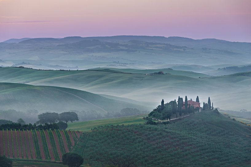 Pink Belvedere sunrise in Tuscany by iPics Photography