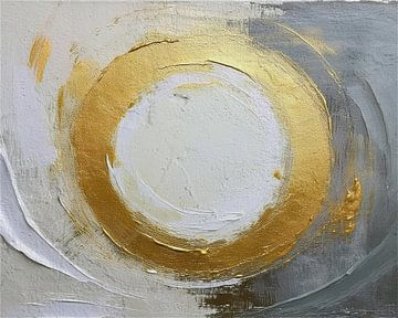 Modern Abstract: Gouden cirkel op beton -1 van Studio Pieternel