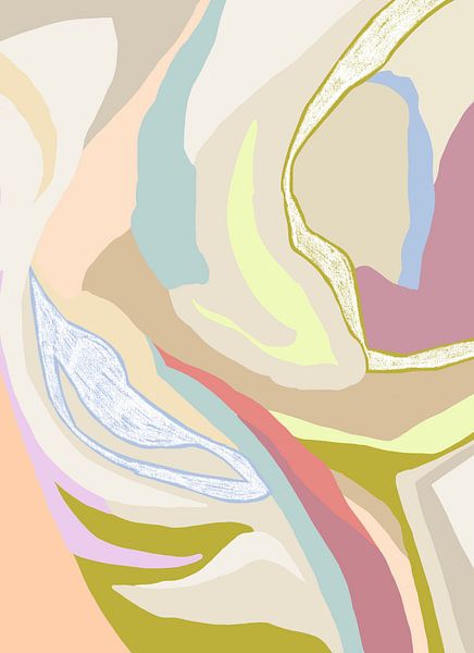 Modern Abstract | Beige Blauw Groen van Bohomadic Studio