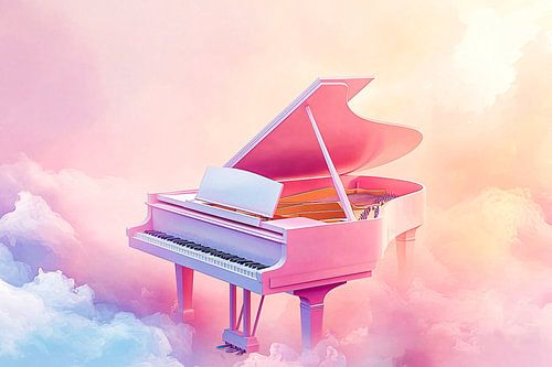 Dromerige roze piano in wolken