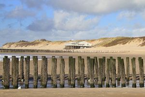 Strandpavillon mit Pfahlköpfen ( Zeeland )