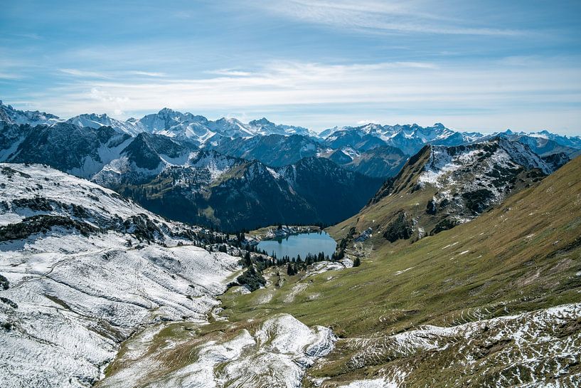 First fresh snow in autumn at Seealpsee with the Allgäu Alps in the background by Leo Schindzielorz