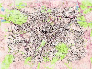 Kaart van Mulhouse in de stijl 'Soothing Spring' van Maporia
