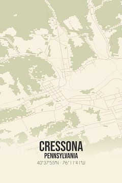 Vintage landkaart van Cressona (Pennsylvania), USA. van MijnStadsPoster