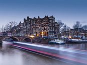 Light trails Brouwersgracht Amsterdam van Henk Goossens thumbnail