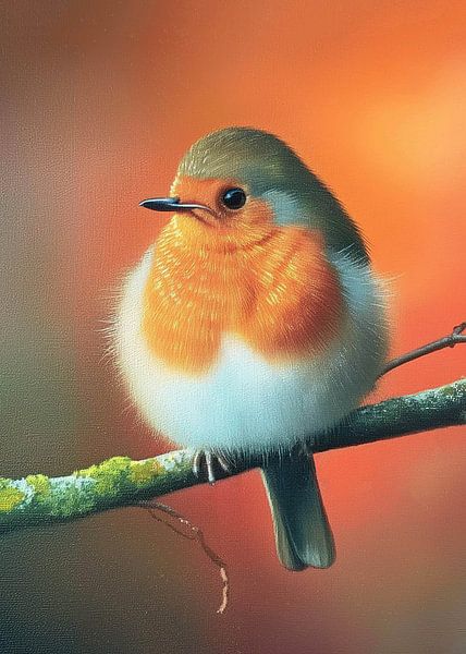 Robin Rests on Branch at Setting Sun by Color Square