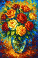 Peinture de fleurs dans un vase