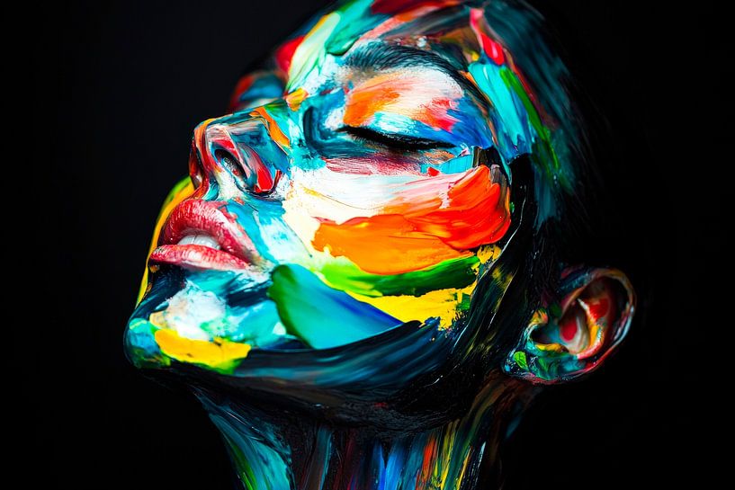 Colourful face painting - expression of colours by Poster Art Shop