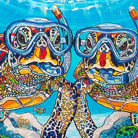 Tableau joyeux : Plongez dans la connexion sur Happy Paintings / Renata Rolefes Art