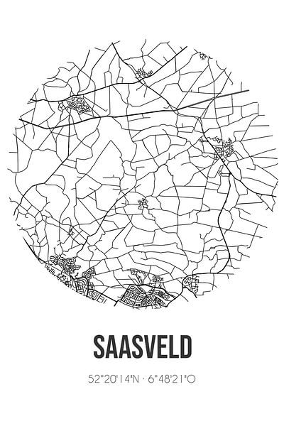 Saasveld (Overijssel) | Map | Black and White by Prints of Place