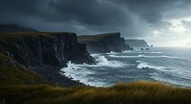 Storm cliffs by the roaring sea - Exclusive wall art by ButterflyPix