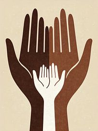 Minimalist Hands Wall Art – Family Unity, Love & Togetherness Print by taufid hidayat