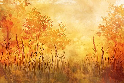 Sepia Herfstsilhouetten in de Natuur