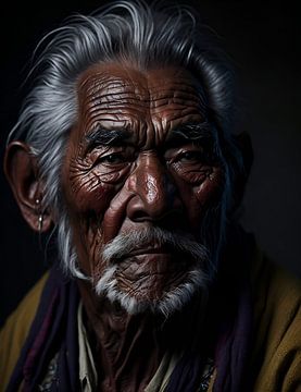 Alter Mann der amerikanischen Ureinwohner von Henk van Holten