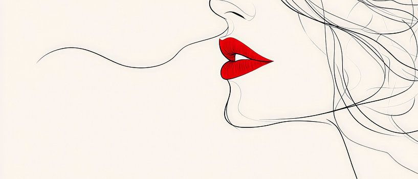 Elegant lipdesign in rood en zwart van Poster Art Shop