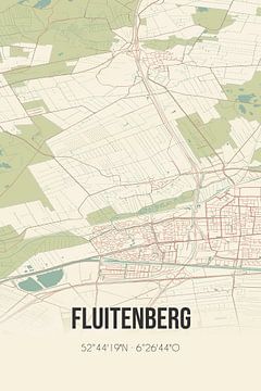 Vintage landkaart van Fluitenberg (Drenthe) van Rezona