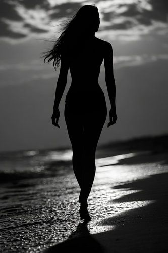 Silhouet op het strand