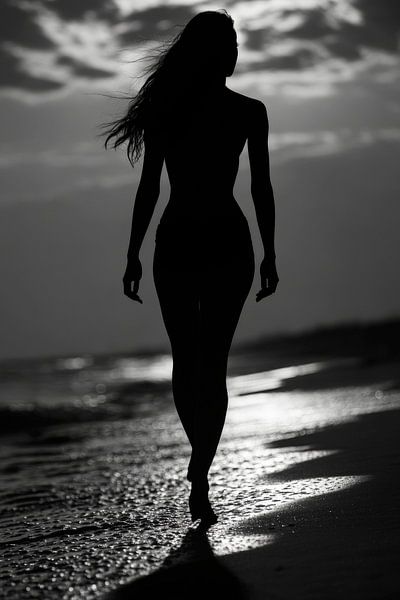 Silhouette on the beach by Poster Art Shop