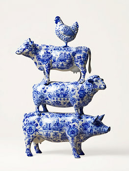 Boerderijdieren delftsblauw
