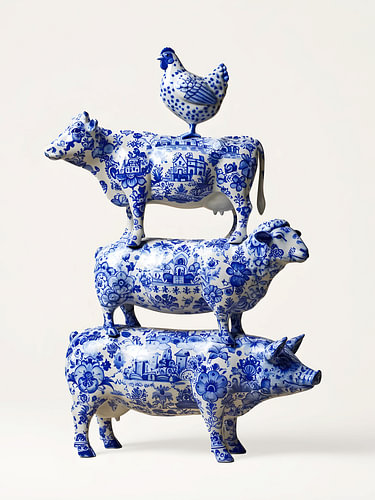 Farm animals delft blue