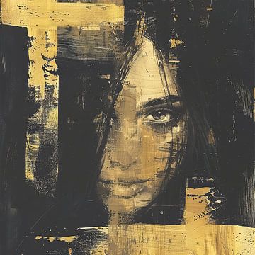 Vrouw Goud Abstract | Shadowed Gold Essence van Kunst Kriebels