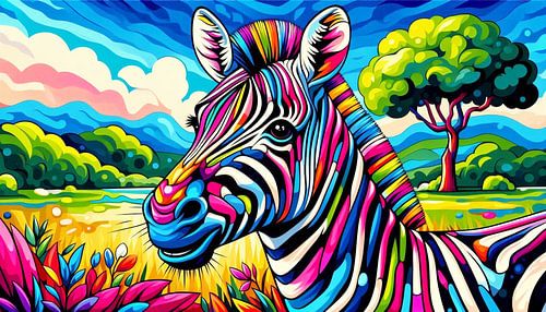 Pop Art Zebra Illustration for Modern Interiors