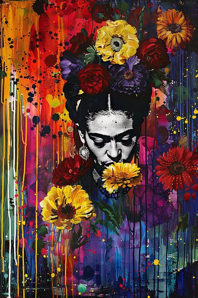 Frida - Abstract bloemenportret van Poster Art Shop