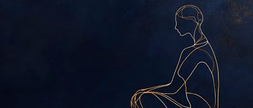 Minimalist outline of a thoughtful person by Poster Art Shop