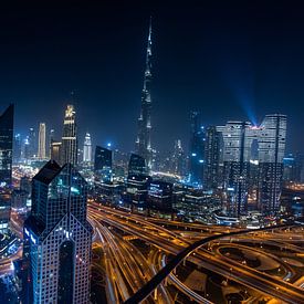 Burj Khalifa Dubai by Night van Sjoerd Tullenaar