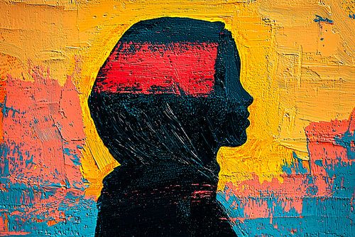 Silhouet met kleurrijk design