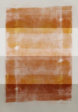 Abstract minimalistisch landschap in roestbruin en wit. van Dina Dankers