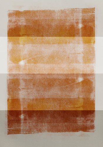 Abstract minimalistisch landschap in roestbruin en wit.