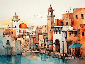 Morocco Casablanca Sketch by PixelPrestige