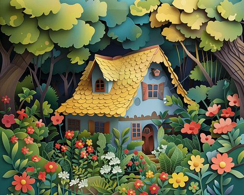 Blauwe heksenhuis - silhouet