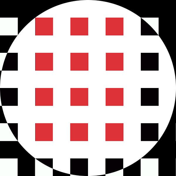 Abstract geometrische vormen in zwart wit rood van Maurice Dawson