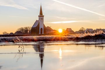 Texel - Den Hoorn - kerkje in de winter van Herwin Jan Steehouwer