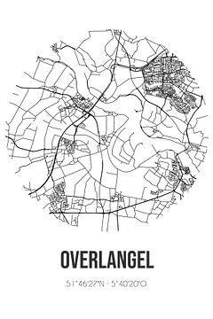 Overlangel (Noord-Brabant) | Karte | Schwarz und Weiß von Rezona
