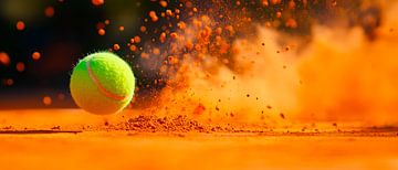 Tennisbal rolt over gravelbaan van Poster Art Shop