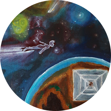 Cosmisch Schilderij, Olie verf, Exo Planeet van Celine Seelemann