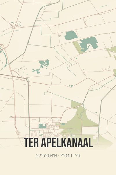 Vintage map of Ter Apelkanaal (Groningen) by Prints of Place