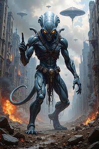 XYLORIX – Un alien pointe vers ses OVNIs dans la guerre des mondes